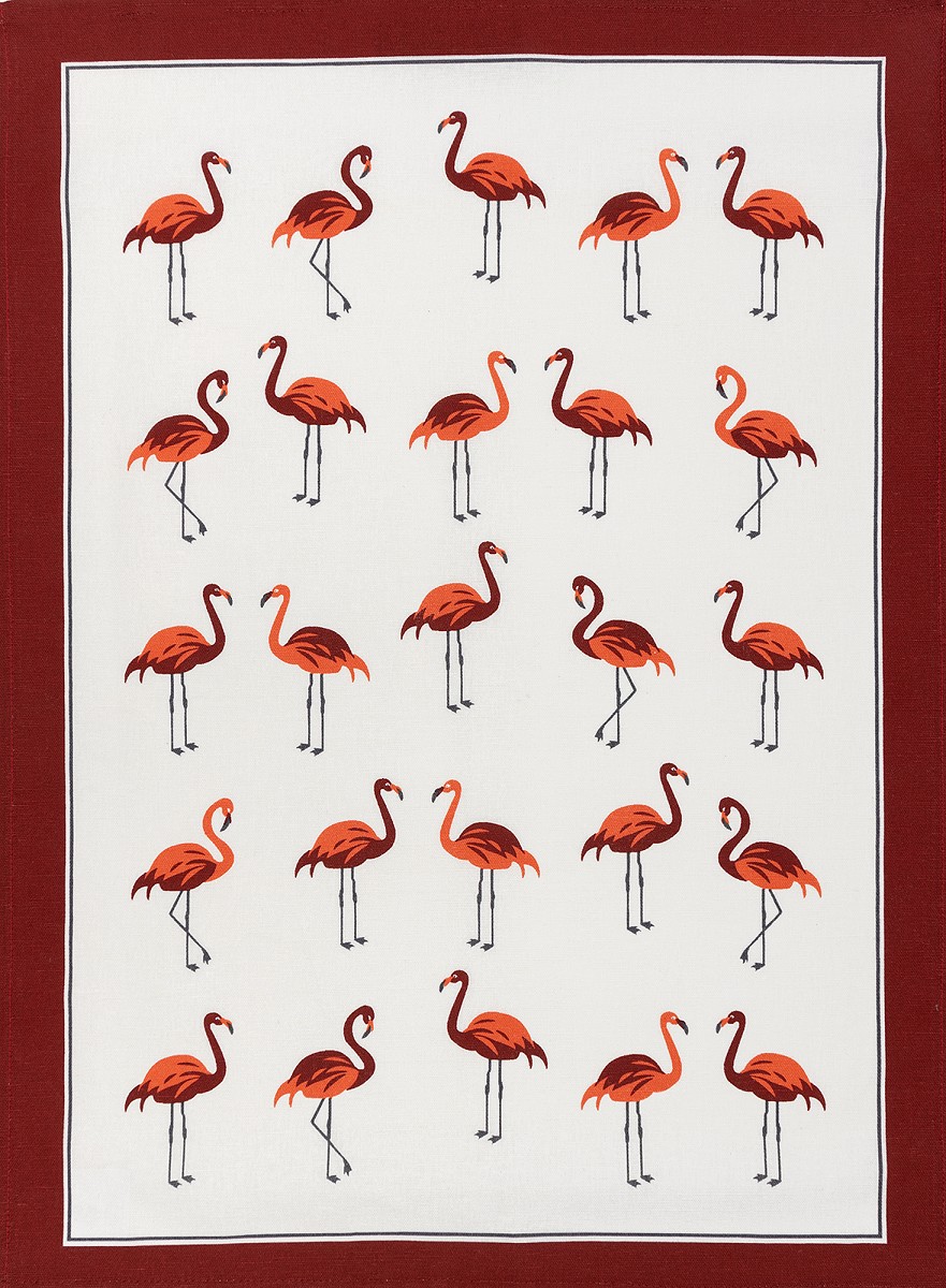 Halbleinen Küchentuch Druck "Flamingos"