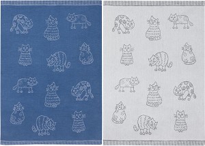 Half-linen kitchen towel jacquard "KATZENREIHE" Colours assorted
